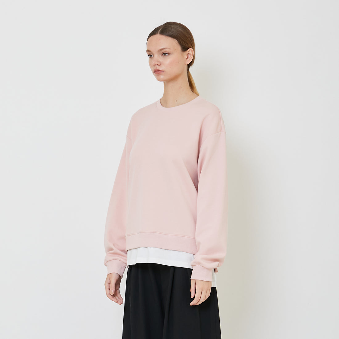 Women Oversized Combined Top - Dusty Pink - SW2403030A