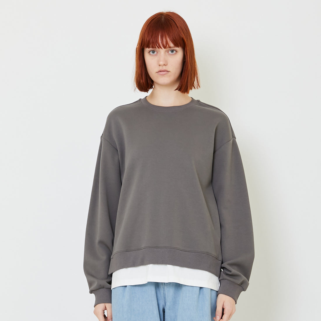 Women Oversized Combined Top - Grey - SW2403030B