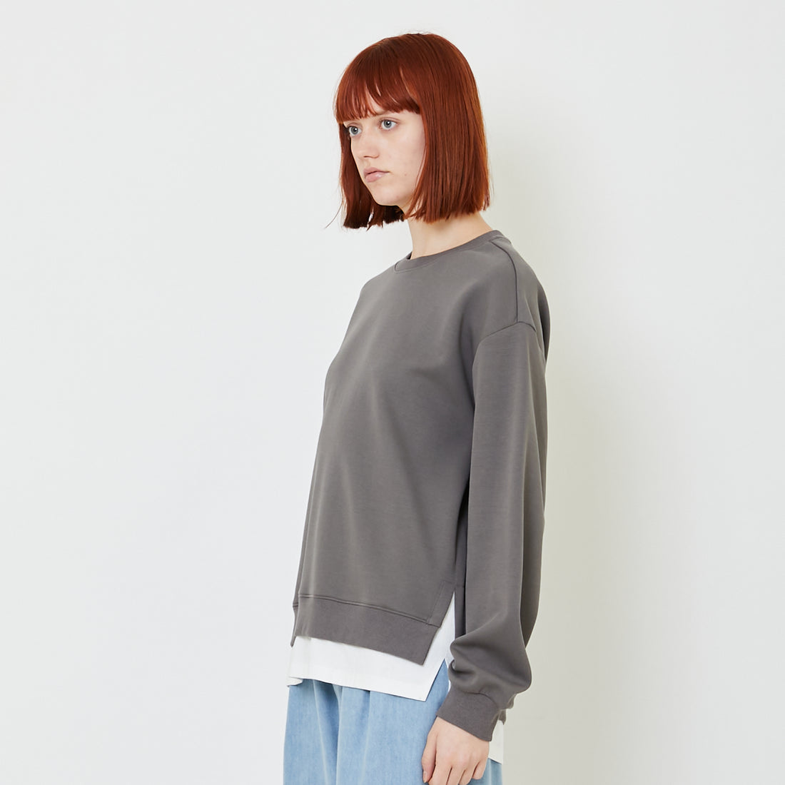 Women Oversized Combined Top - Grey - SW2403030B