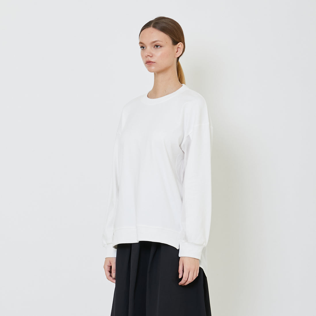 Women Oversized Combined Top - Off White - SW2403048A