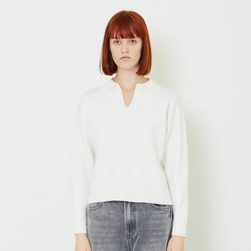 Women Sweater With Collar - Off White - SW2407086A