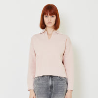 Women Sweater With Collar - Pink - SW2407086B