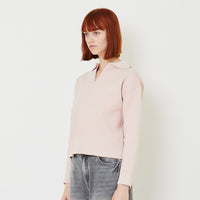 Women Sweater With Collar - Pink - SW2407086B