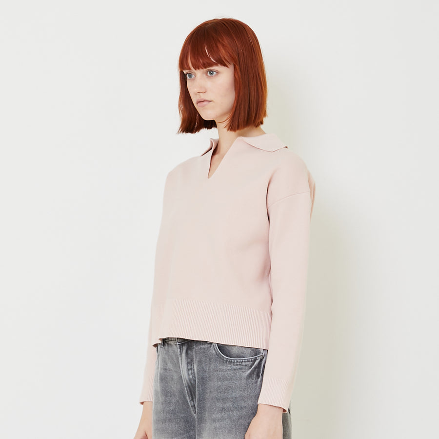 Women Sweater With Collar - Pink - SW2407086B