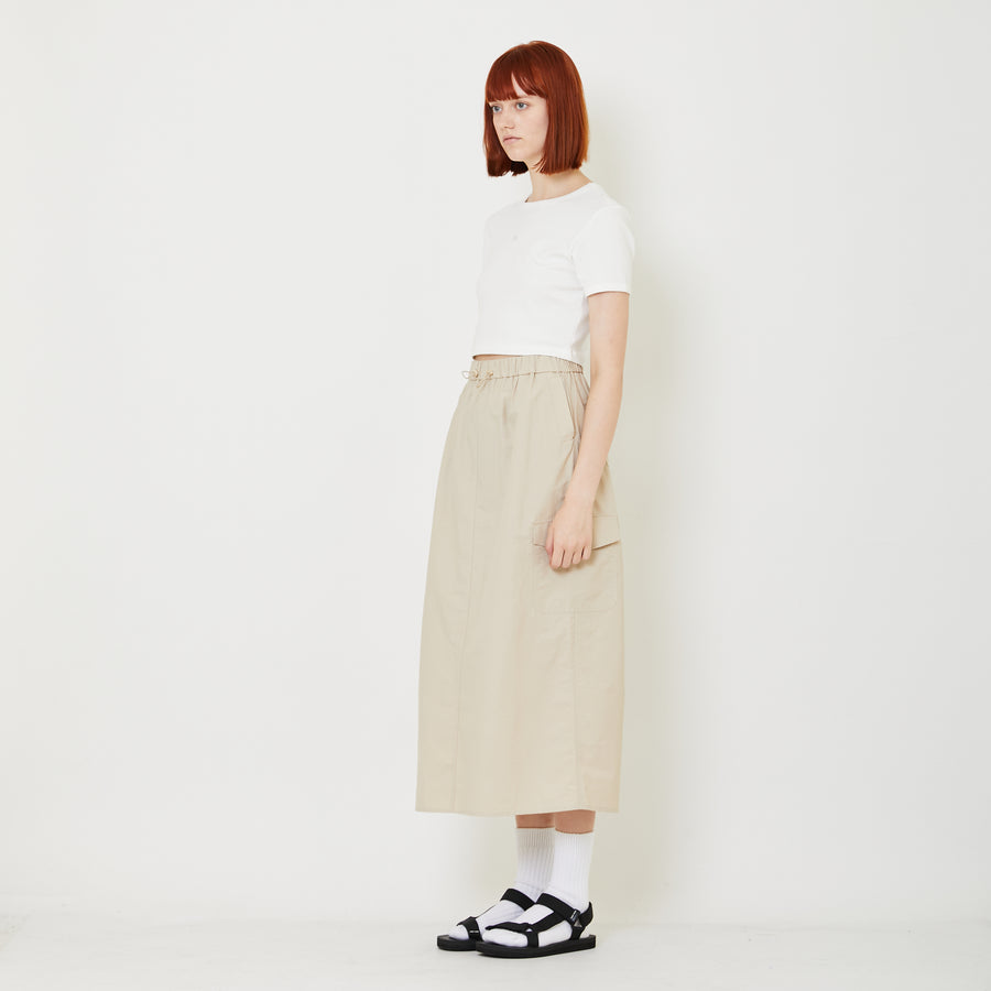 Women Nylon Cargo Skirt - Sand - SW2407092A