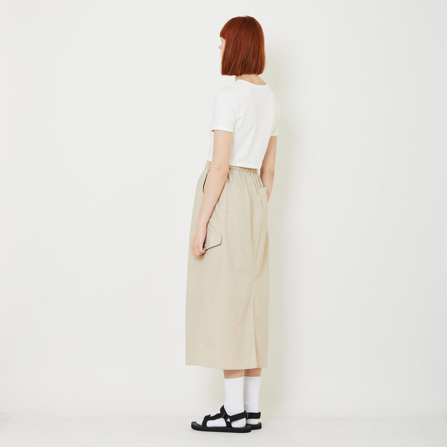 Women Nylon Cargo Skirt - Sand - SW2407092A