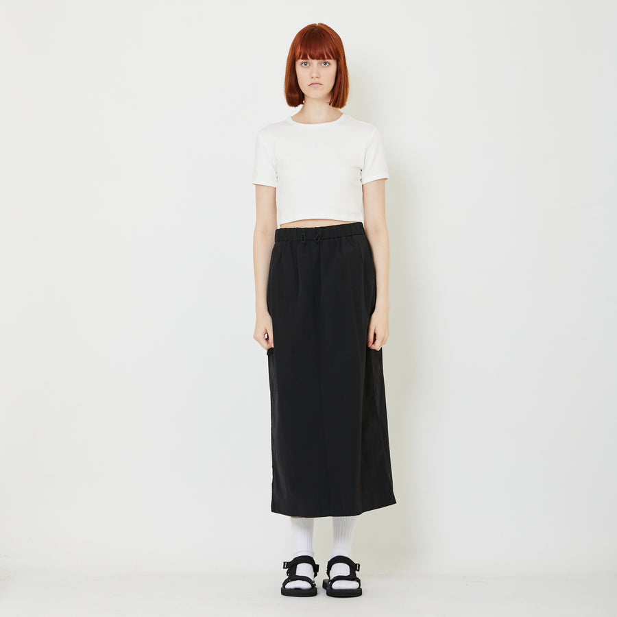 Women Nylon Cargo Skirt - Black - SW2407092B