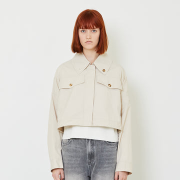 Women Cropped Jacket - Sand - SW2407097A