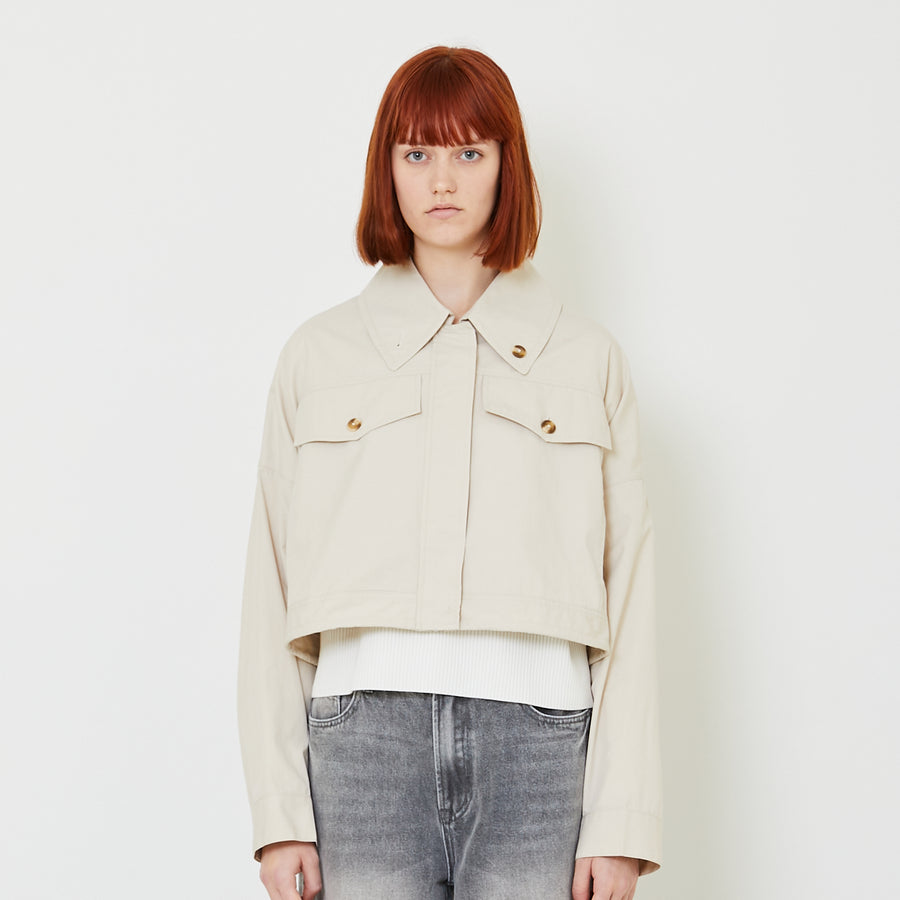 Women Cropped Jacket - Sand - SW2407097A