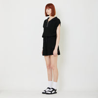 Women Waffle Knit Shorts - Black - SW2408104B