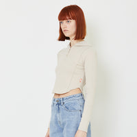 Women Cropped Hoodie - Ivory - SW2408105A