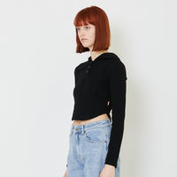 Women Cropped Hoodie - Black - SW2408105B