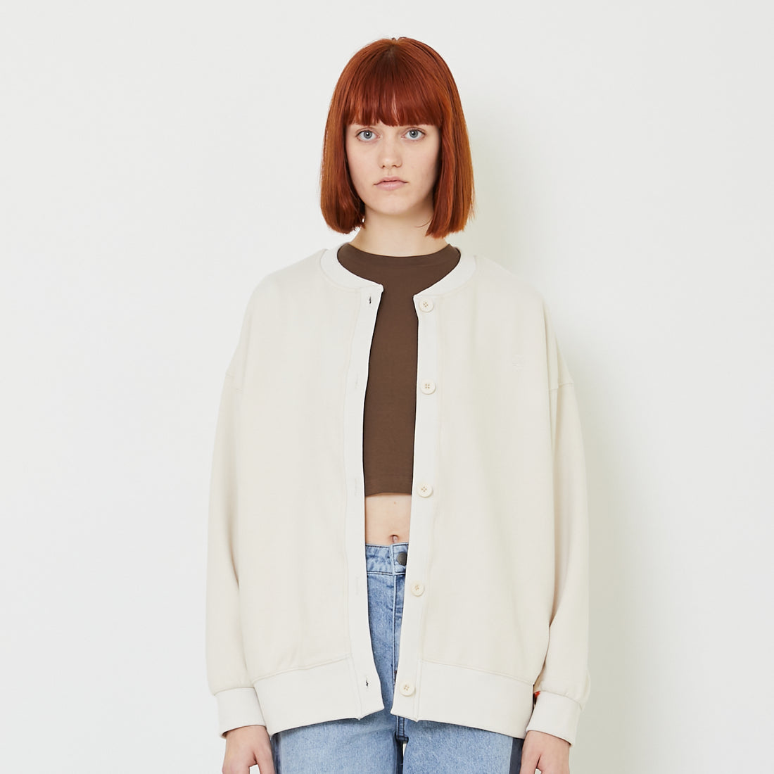 Women Embroidery Oversized Jacket - Ivory - SW2408110A