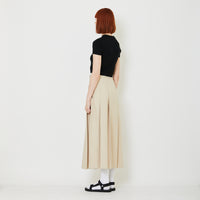 Women Pleated Maxi Skirt - Light Khaki - SW2408115A