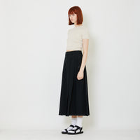 Women Pleated Maxi Skirt - Black - SW2408115B