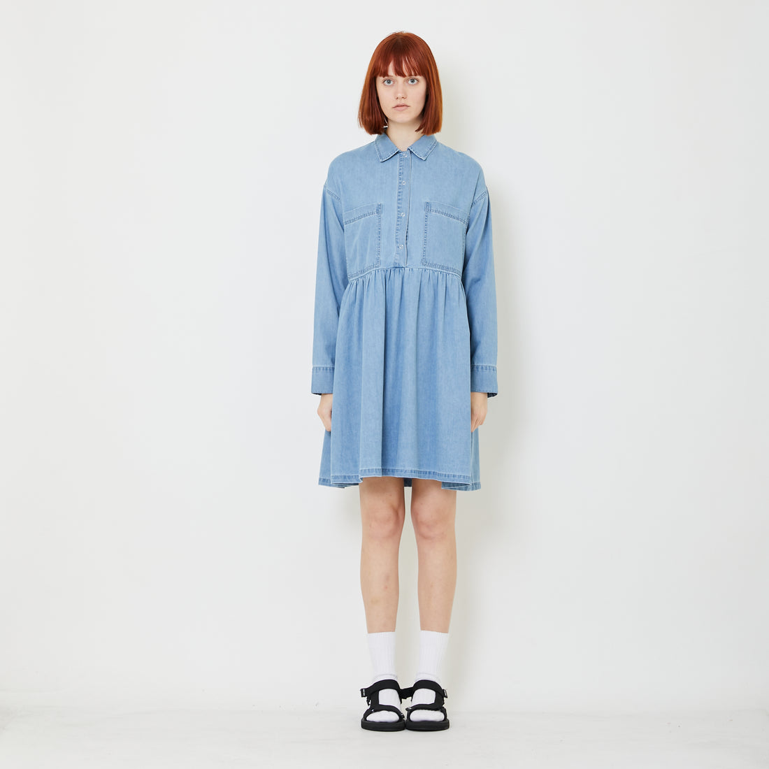 Women Denim Dress - Light Blue - SW2408116A