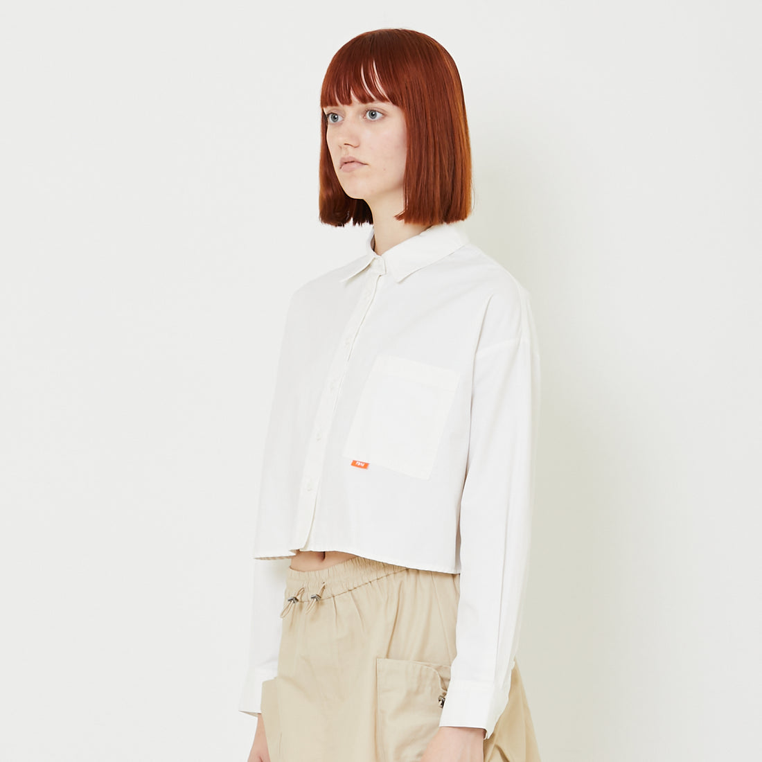 Women Cropped Shirt - Off White - SW2408119A