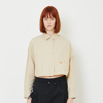 Women Cropped Shirt - Light Khaki - SW2408119B