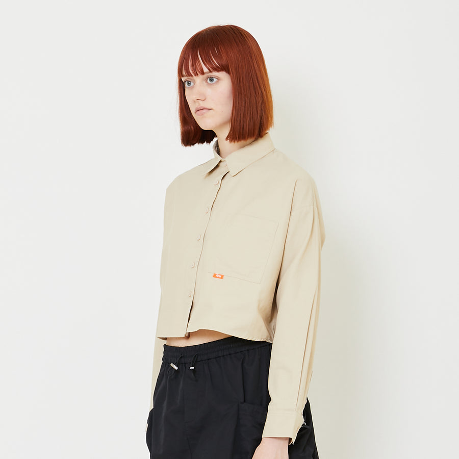 Women Cropped Shirt - Light Khaki - SW2408119B