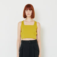 Women Square Neck Cropped Top - Green - SW2409127A