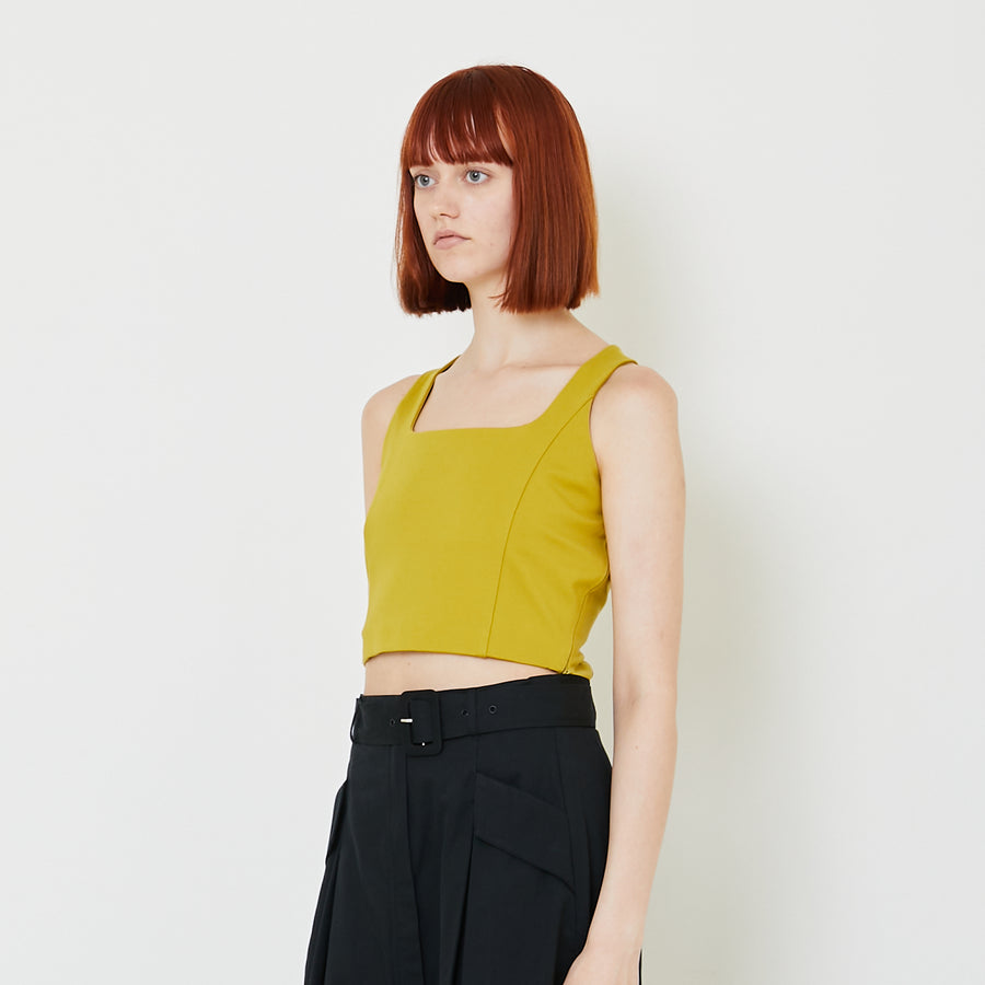 Women Square Neck Cropped Top - Green - SW2409127A