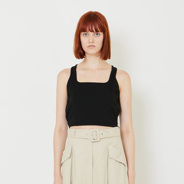 Women Square Neck Cropped Top - Black - SW2409127B