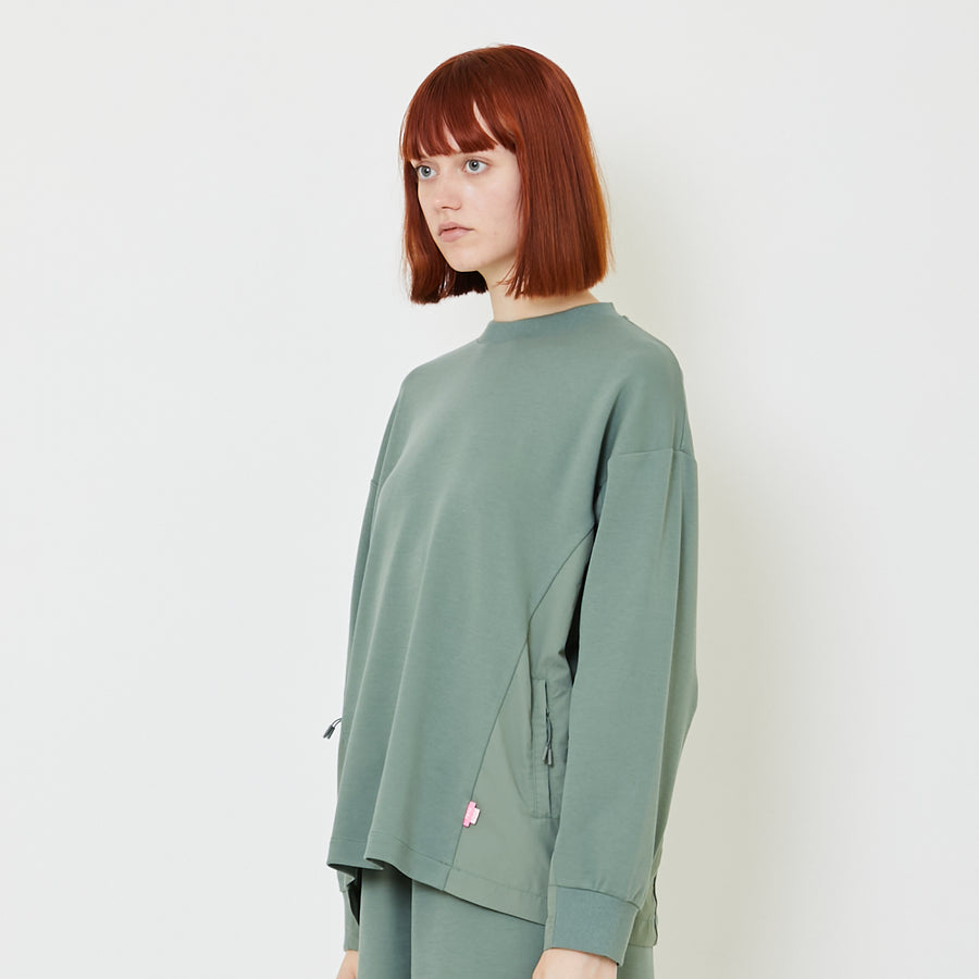 Women Combined Oversized Top - Dusty Green - SW2409129B