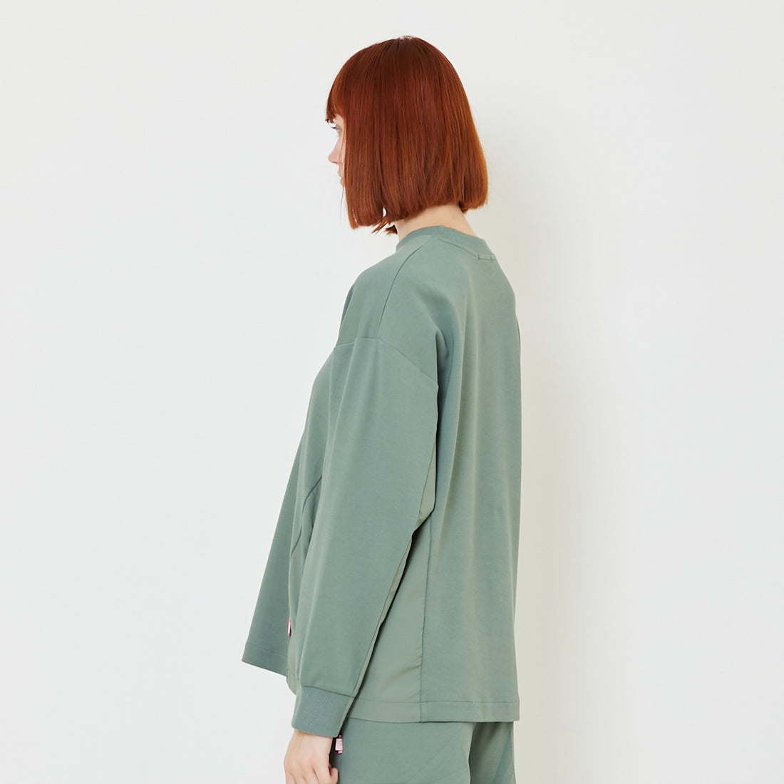 Women Combined Oversized Top - Dusty Green - SW2409129B