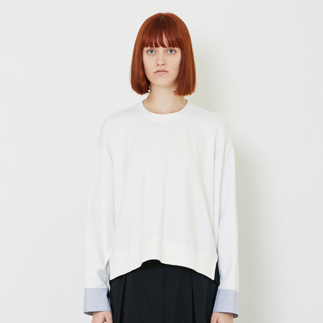 Women Combined Oversized Top - Off White - SW2409130A