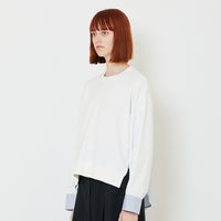 Women Combined Oversized Top - Off White - SW2409130A