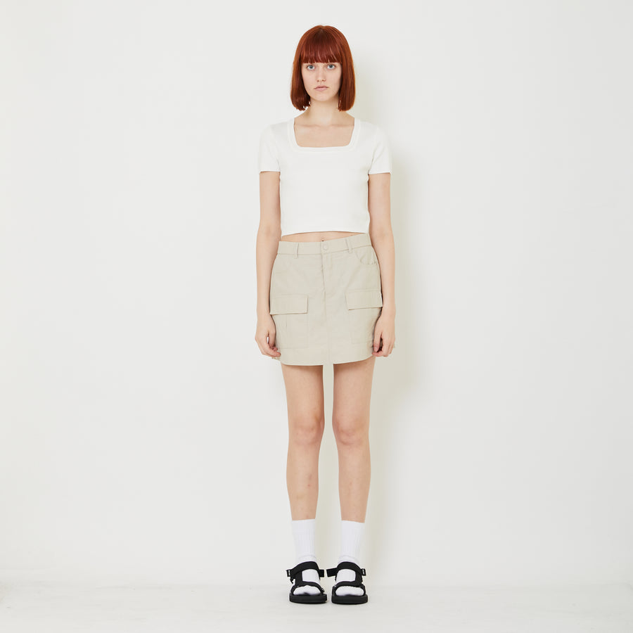 Women Nylon Cargo Skort - Khaki - SW2409136A