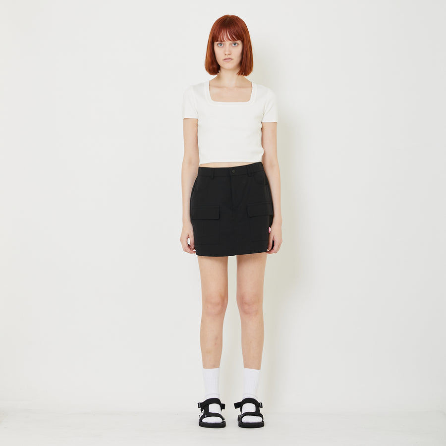 Women Nylon Cargo Skort - Black - SW2409136B