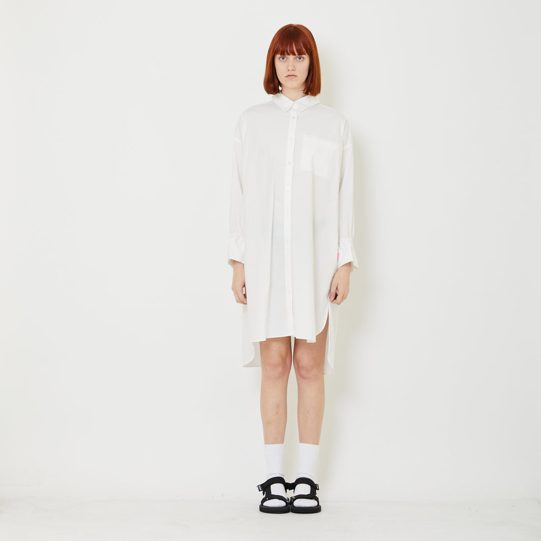 Women Oversized Shirt Dress - Off White - SW2409140A