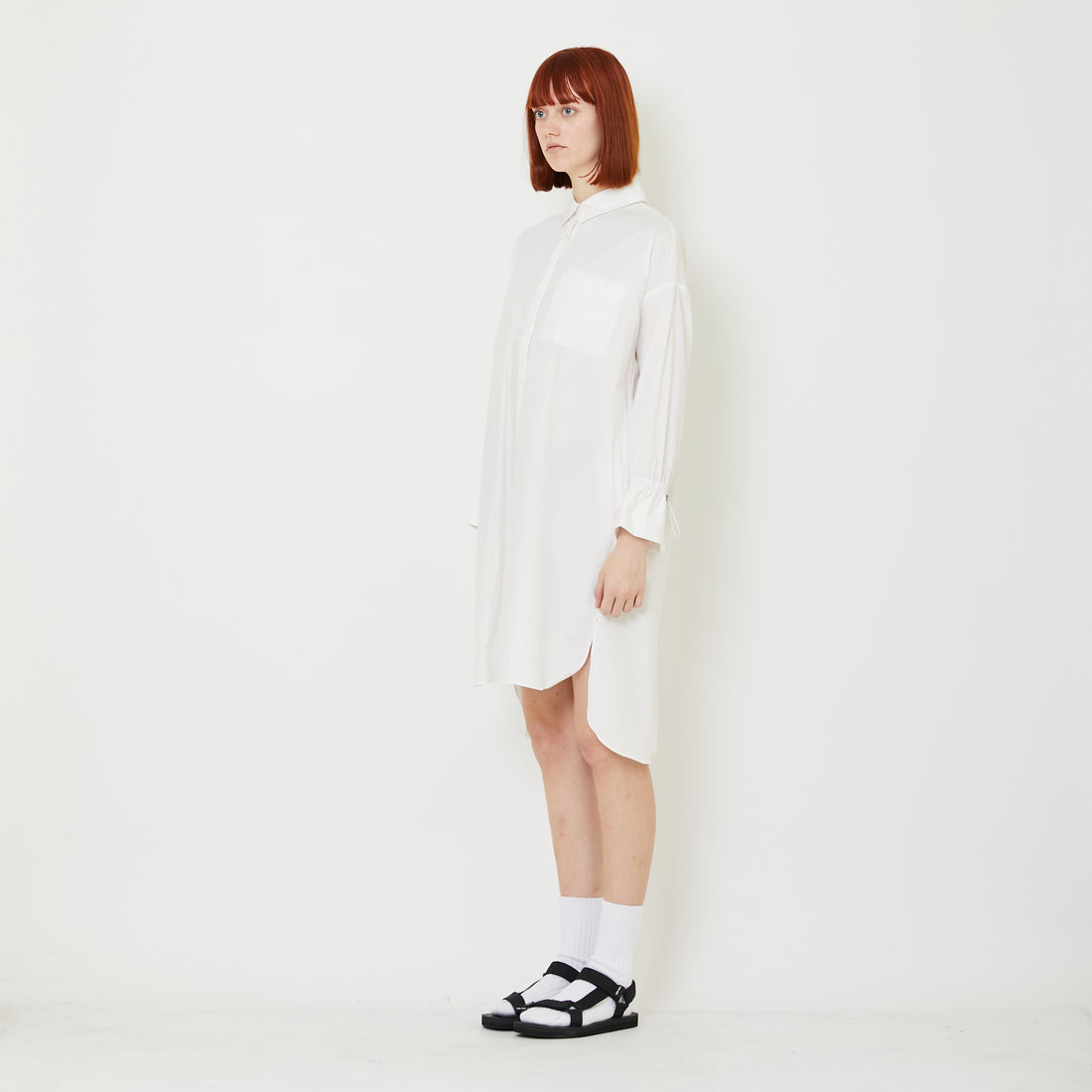 Women Oversized Shirt Dress - Off White - SW2409140A