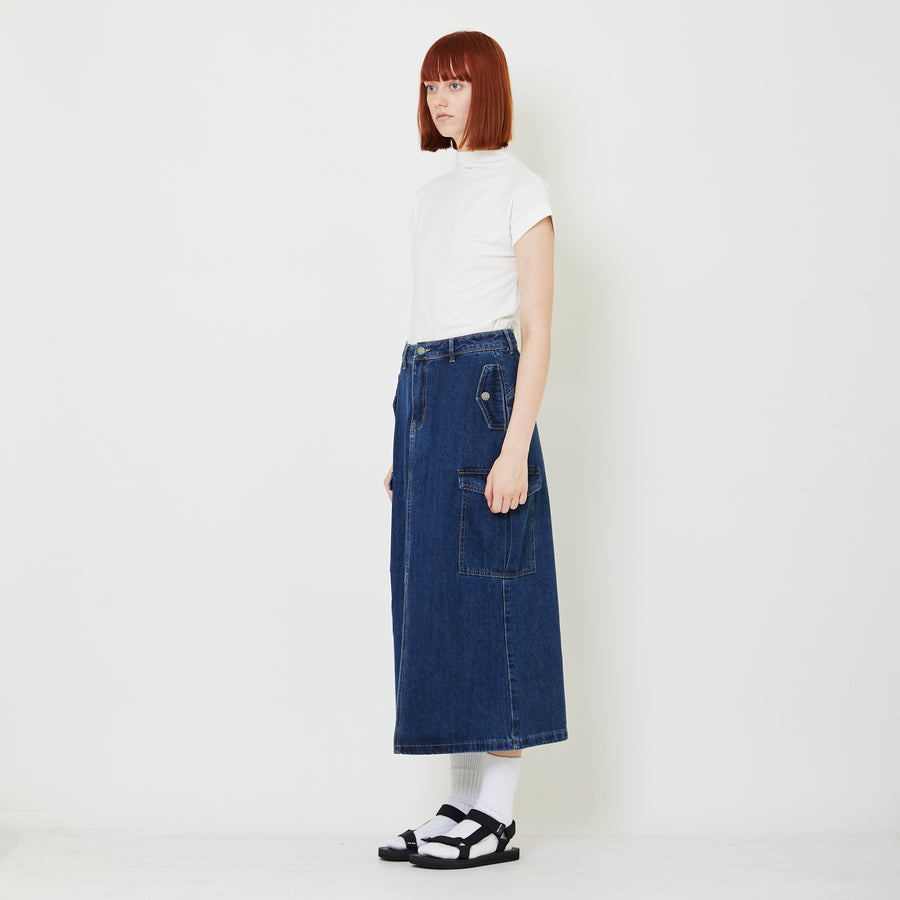 Women Cargo Skirt - Blue - SW2409146A