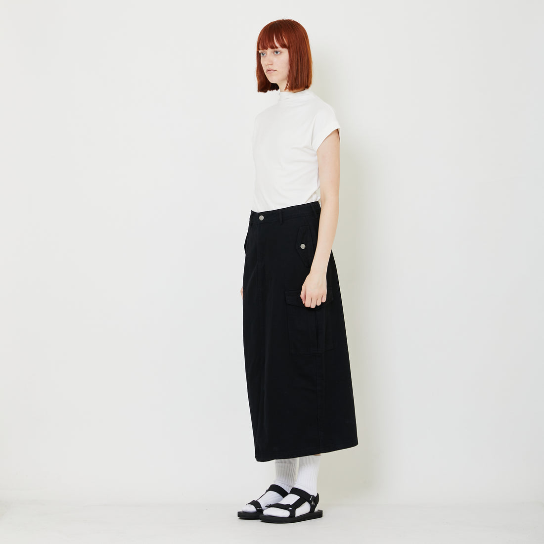 Women Cargo Skirt - Black - SW2409146B