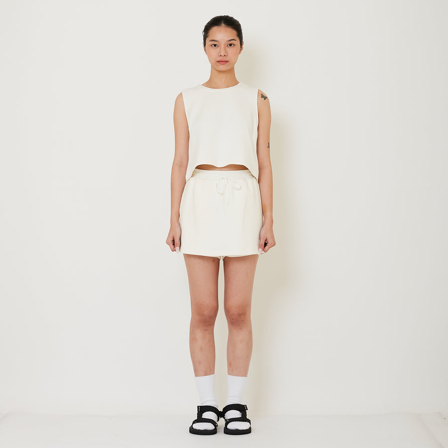 Women Combined Elastic Waist Skort - Off White - SW2410159A