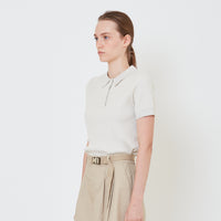 Women Knit Polo Top - Sand - SW2410166A