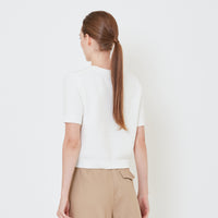 Women Textured Knit Top - Off White - SW2410167A