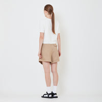 Women Pleated Shorts - Khaki - SW2410171A