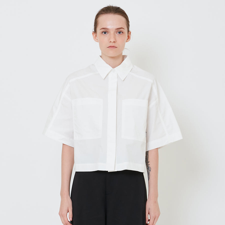 Women Cropped Shirt - Off White - SW2410176A