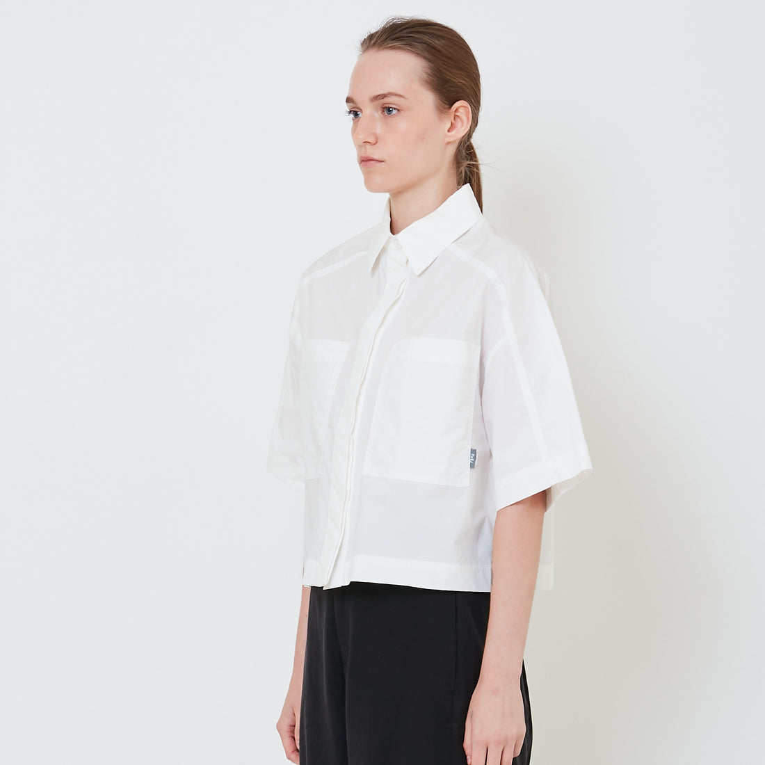 Women Cropped Shirt - Off White - SW2410176A