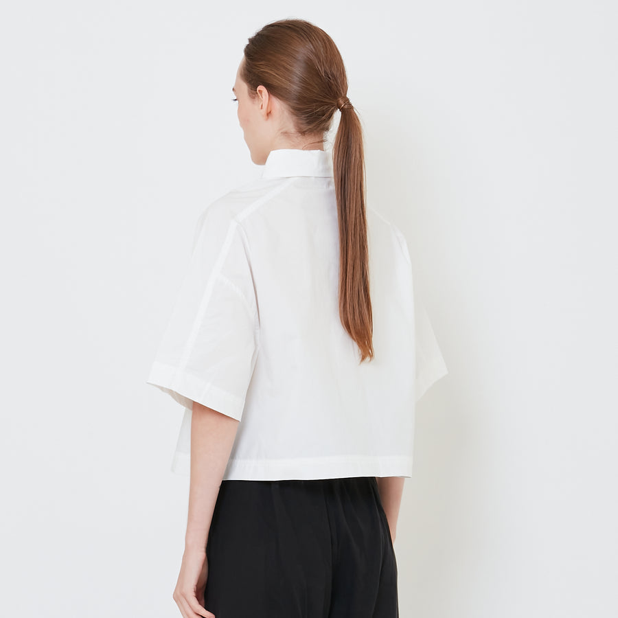 Women Cropped Shirt - Off White - SW2410176A