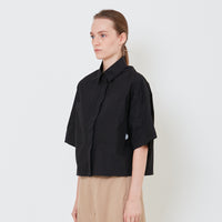 Women Cropped Shirt - Black - SW2410176B