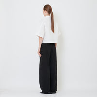 Women Elastic Waist Long Pants - Black - SW2410178B