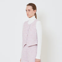 Women Tweed Vest - Pink - SW2410182A