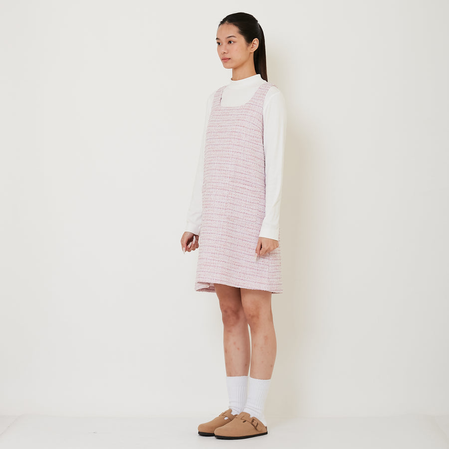 Women Tweed Dress - Pink - SW2410183A