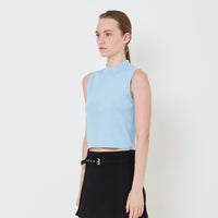 Women Mock Neck Knit Top - Light Blue - SW2411191C