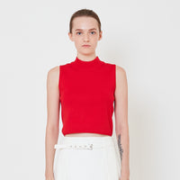 Women Mock Neck Knit Top - Red - SW2411191D