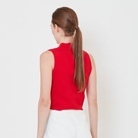 Women Mock Neck Knit Top - Red - SW2411191D